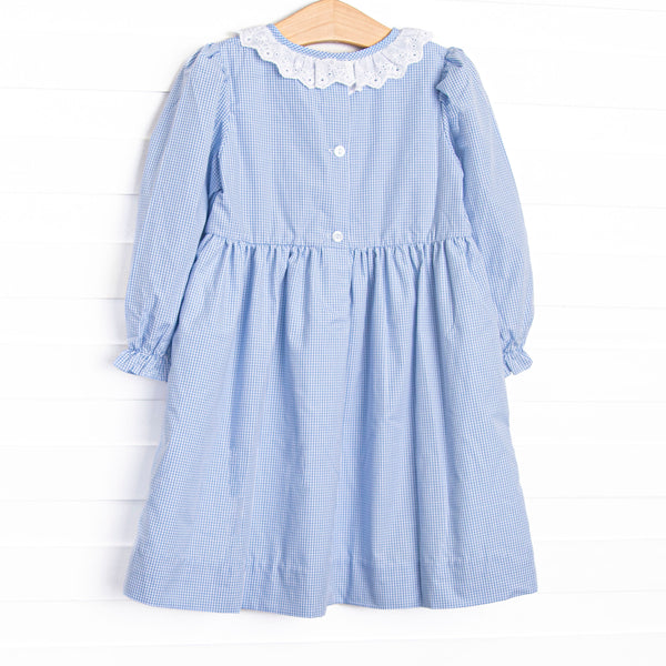 Petite Pumpkin Embroidered Dress, Blue