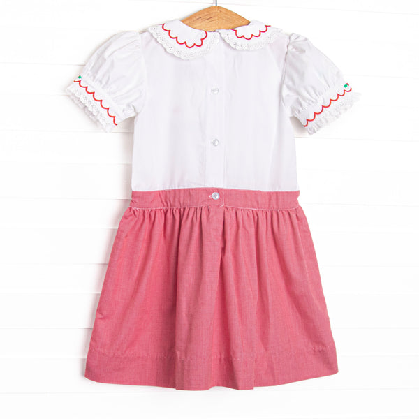 Bleu: Hollybrook Holiday Embroidered Button-On Dress, Red