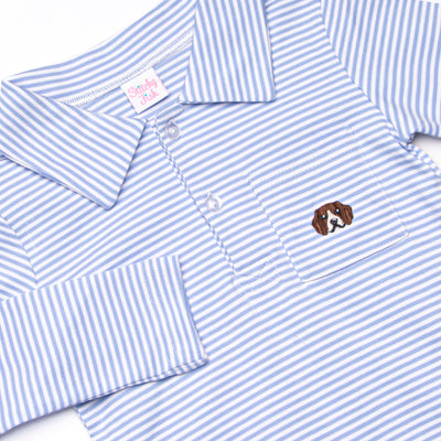 Beagle Blue Pima Embroidered Shirt, Blue