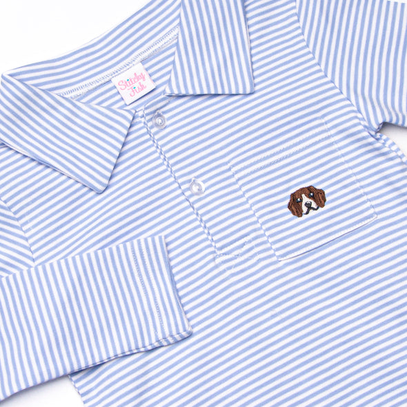 Beagle Blue Pima Embroidered Shirt, Blue