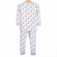 Pumpkin Pickup Bamboo Pajama Set, Blue