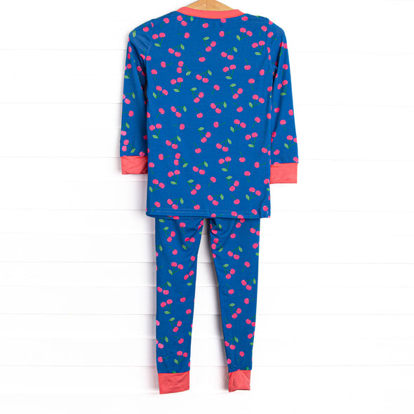 Cherry Cordial Bamboo Pajama Set, Blue