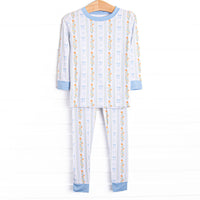 Classically Corded Bamboo Pajama Set, Blue