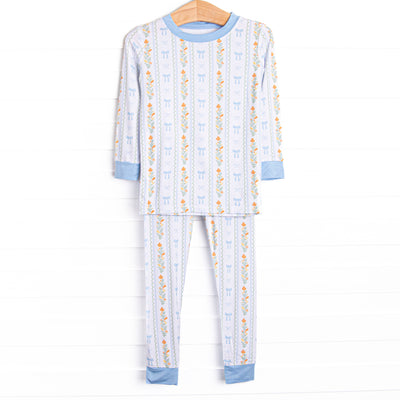 Classically Corded Bamboo Pajama Set, Blue