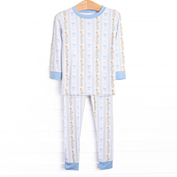 Classically Corded Bamboo Pajama Set, Blue