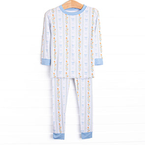 Classically Corded Bamboo Pajama Set, Blue