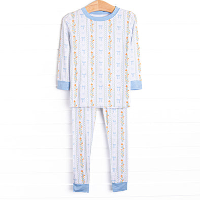 Classically Corded Bamboo Pajama Set, Blue