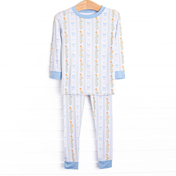 Classically Corded Bamboo Pajama Set, Blue