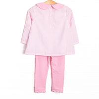 Gingham on the Green Applique Legging Set, Pink
