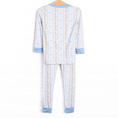 Classically Corded Bamboo Pajama Set, Blue