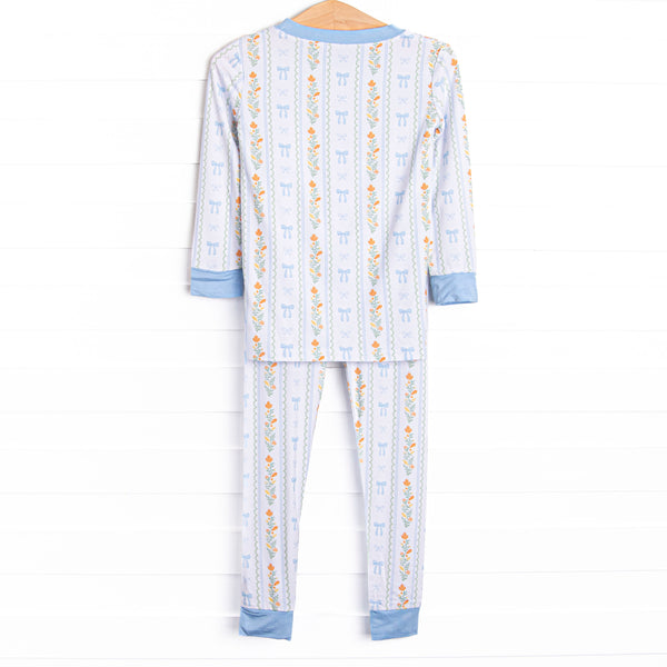 Classically Corded Bamboo Pajama Set, Blue