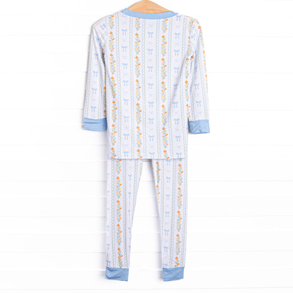 Classically Corded Bamboo Pajama Set, Blue