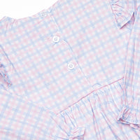 Willa Side Tie Bubble, Pink and Blue Plaid