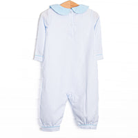 Gingham on the Green Applique Romper, Blue