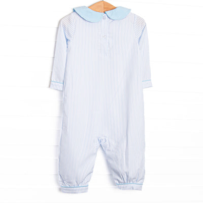 Gingham on the Green Applique Romper, Blue