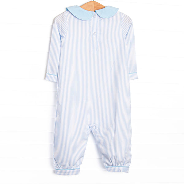 Gingham on the Green Applique Romper, Blue