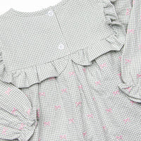 Brooksy Bows Embroidered Legging Set, Green Gingham