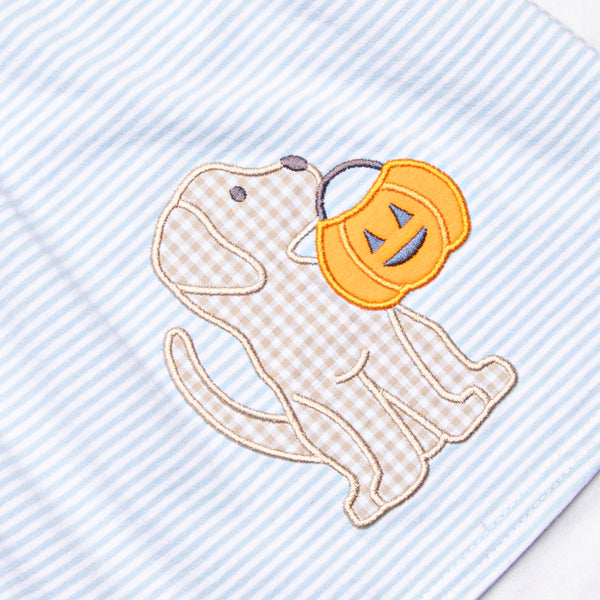 Snack O'Lantern Pup Applique Dress, Blue