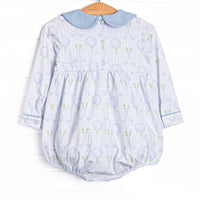 Golfing in Gingham Long Sleeve Bubble, Blue