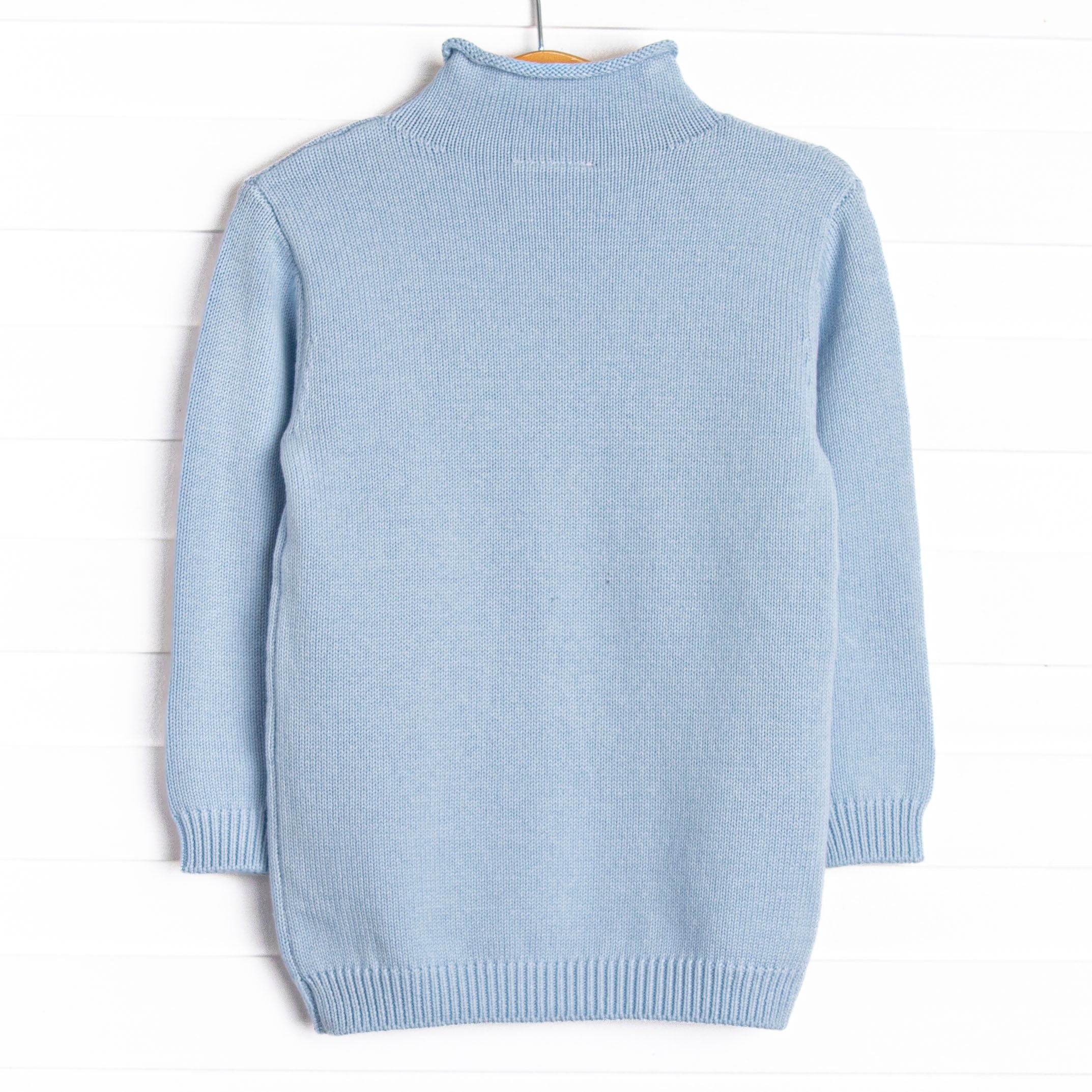 Girl's Rolled Neck Sweater in Blue size 5 | Stitchy Fish Girl's Rolled Neck Sweater in Blue size 5 | Stitchy Fish