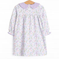 Picking Wildflowers Collared Long Sleeve Dress, Purple