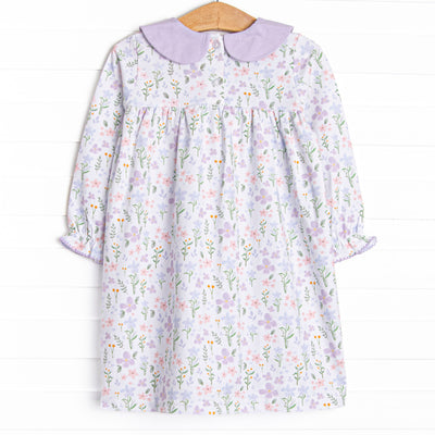 Picking Wildflowers Collared Long Sleeve Dress, Purple