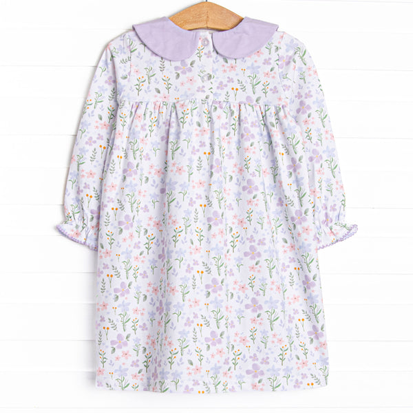 Picking Wildflowers Collared Long Sleeve Dress, Purple