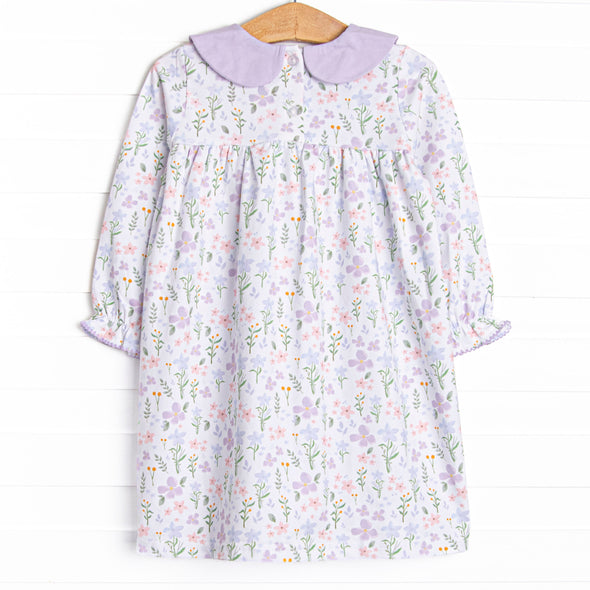 Picking Wildflowers Collared Long Sleeve Dress, Purple