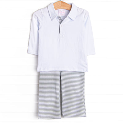 Levi Pant Set, Sage Stripe