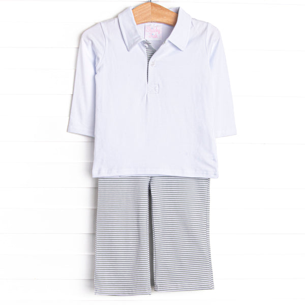 Levi Pant Set, Sage Stripe