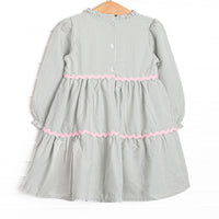 Schoolyard Sage Tiered Dress, Green