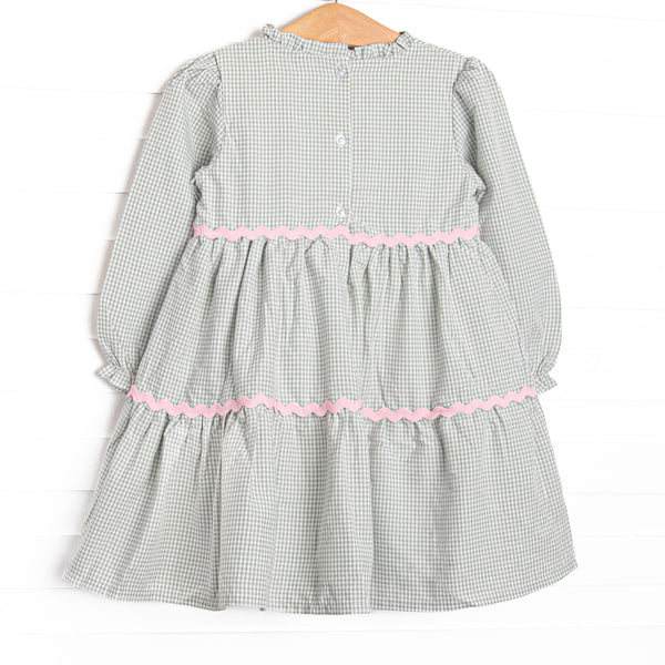 Schoolyard Sage Tiered Dress, Green