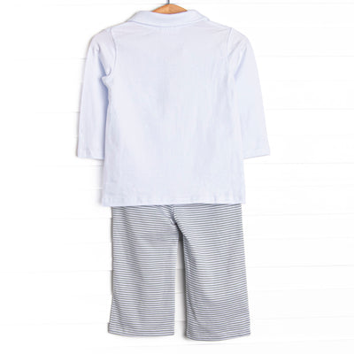 Levi Pant Set, Sage Stripe