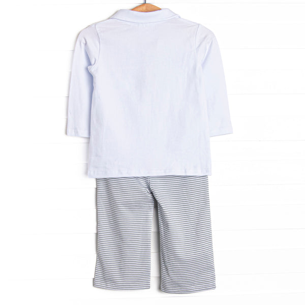 Levi Pant Set, Sage Stripe