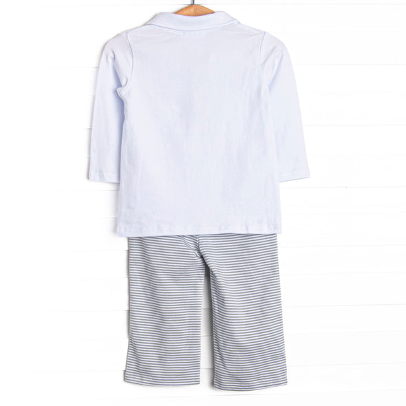 Levi Pant Set, Sage Stripe