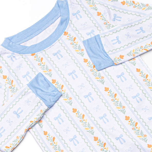 Classically Corded Bamboo Pajama Set, Blue