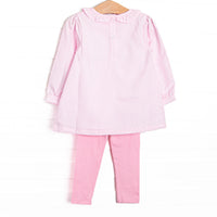 Golfing Gal Applique Ruffle Neck Legging Set, Pink