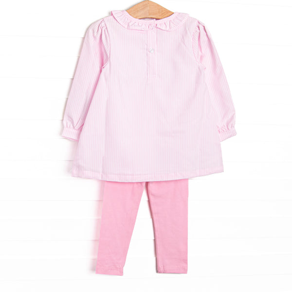 Golfing Gal Applique Ruffle Neck Legging Set, Pink