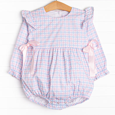 Willa Side Tie Bubble, Pink and Blue Plaid
