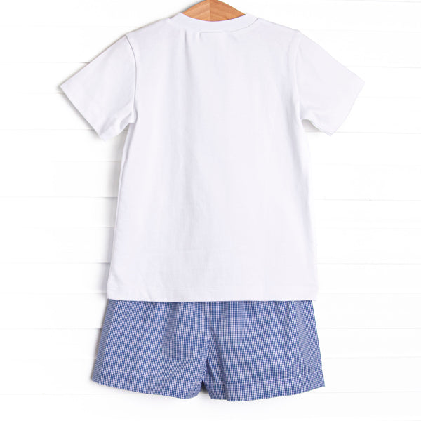 Jack O'Lantern Trio Smocked Short Set, Blue