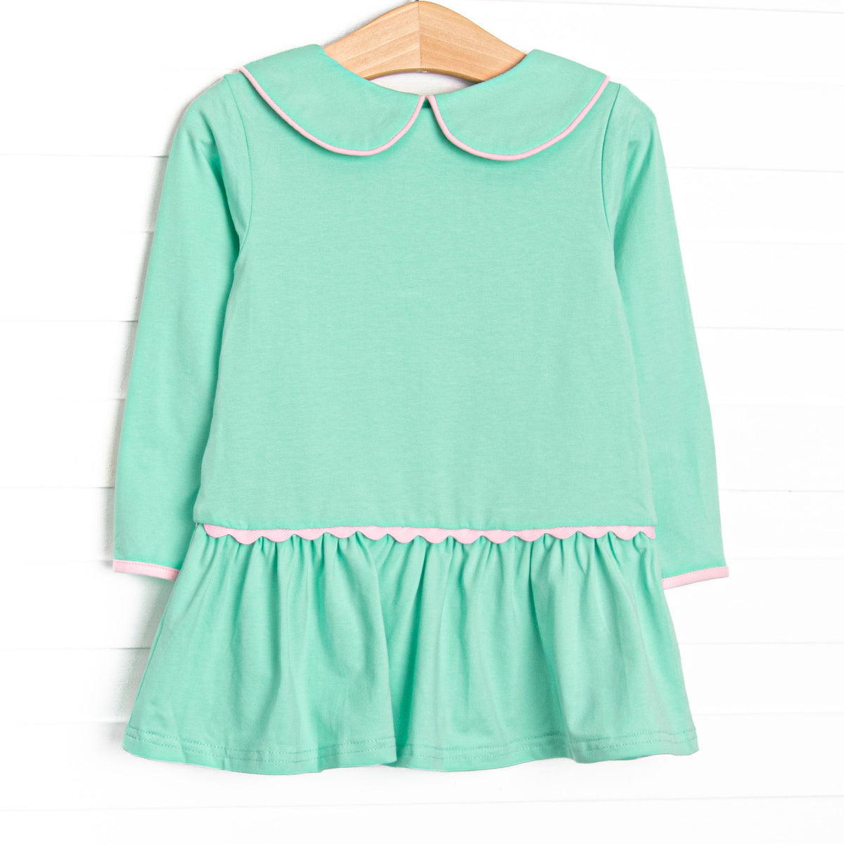green dress with peter pan collar Taylor Tennis Long Sleeve Knit Dress, Pink and – Stitchy Fish Midi dresses