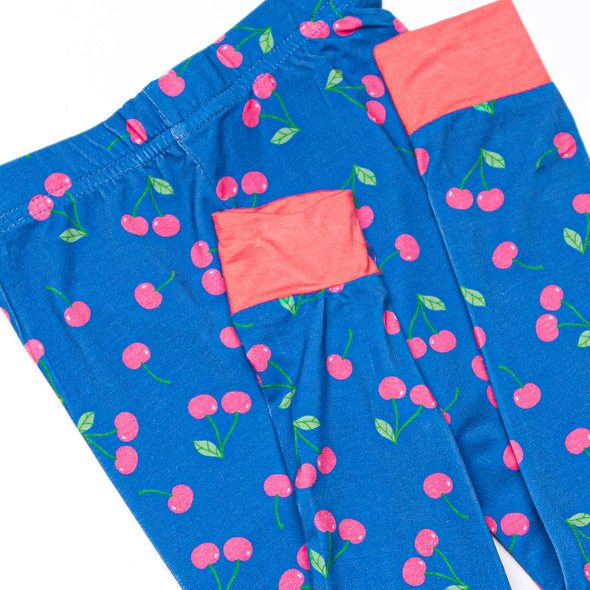 Cherry Cordial Bamboo Pajama Set, Blue
