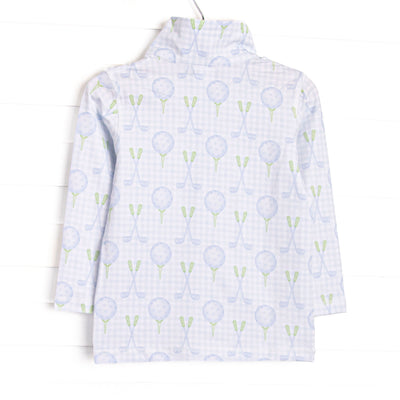 Golfing in Gingham Pullover, Blue