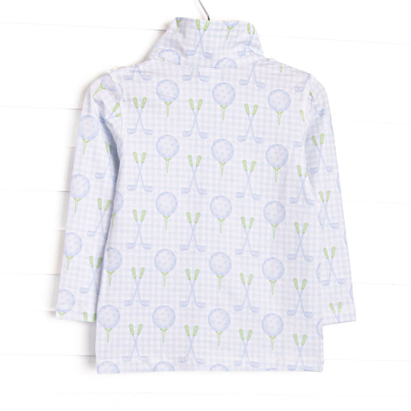 Golfing in Gingham Pullover, Blue
