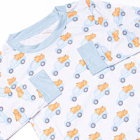 Pumpkin Pickup Bamboo Pajama Set, Blue