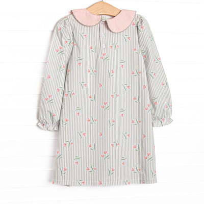 Pinstripe Picks Collared Pocket Dress, Green