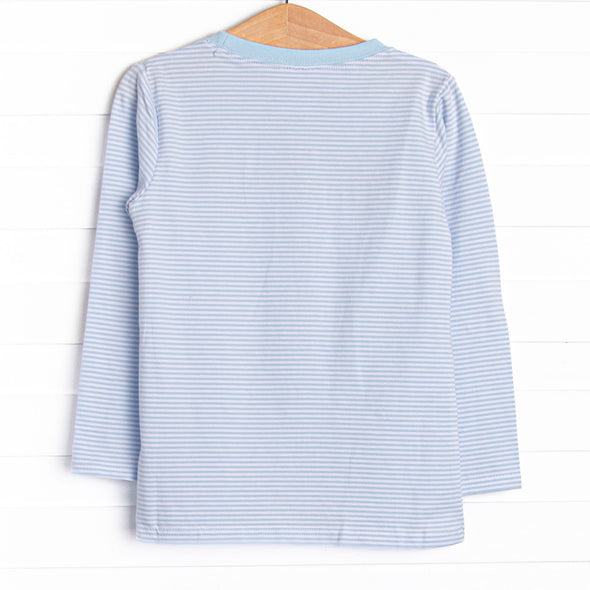 Corner Kick Cutie Applique Top, Blue Stripe