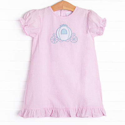 Carriage Cutie Applique Dress, Pink