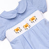 Spooky Spider Smocked Bubble, Blue Gingham