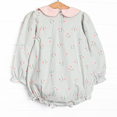 Pinstripe Picks Collared Pocket Bubble, Green